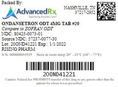 Ondansetron Odt 4mg Tab Qty 20 Ndc 80425 0073
